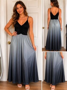 Pauline et Julie Black & Ombre Gray Midi Dress
